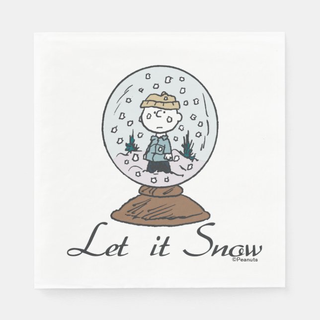 Serviette En Papier cacahuètes | Charlie Brown Snow Globe (Devant)