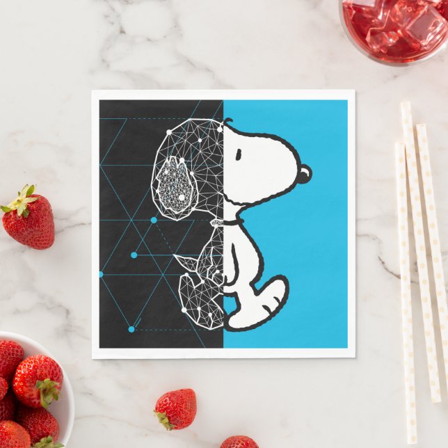 Serviette En Papier cacahuètes | Conception géométrique Snoopy (En situation)