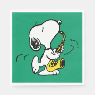Serviette En Papier cacahuètes   Lecteur Snoopy Saxophone