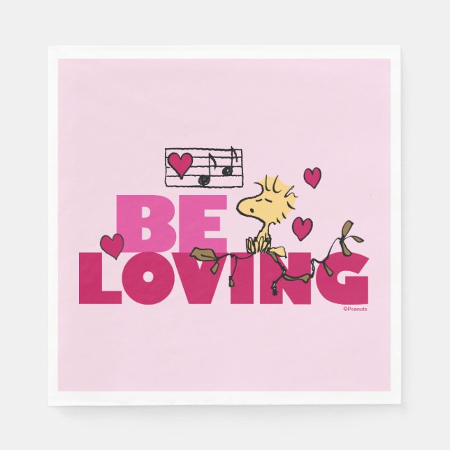 Serviette En Papier cacahuètes | Saint Valentin | Woodstock Be Love (Devant)