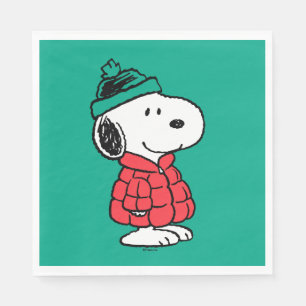 Serviette En Papier cacahuètes   Snoopy Chat d'hiver et Casquette