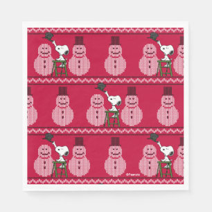 Serviette En Papier cacahuètes   Snoopy Christmas Sweater Snowman