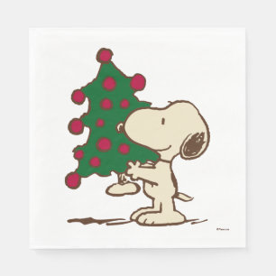 Serviette En Papier cacahuètes   Snoopy Christmas Tree
