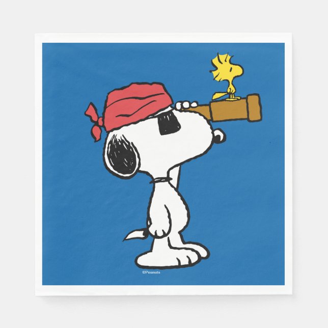 Serviette En Papier cacahuètes | Snoopy et bois de pirate (Devant)