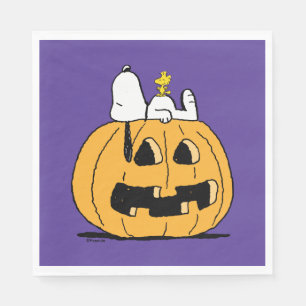 Serviette En Papier cacahuètes Snoopy et Woodstock Jack-O-Lantern