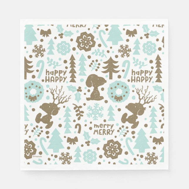 Serviette En Papier cacahuètes | Snoopy Frosty Motif de Noël (Devant)