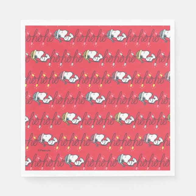 Serviette En Papier cacahuètes | Snoopy Holiday Ho Ho Ho Holiday Motif (Devant)