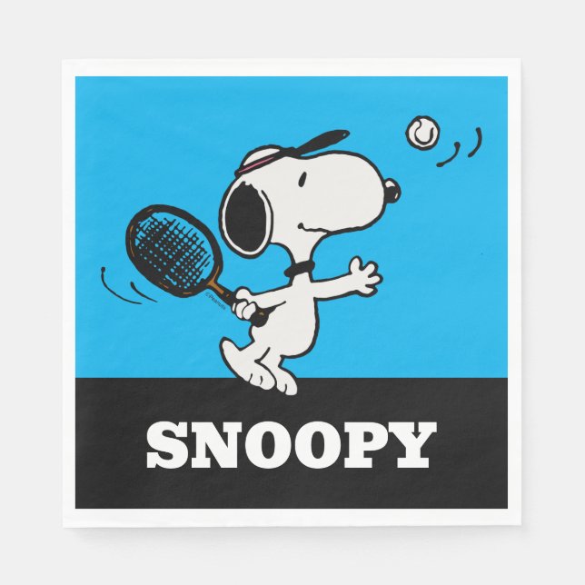 Serviette En Papier cacahuètes | Snoopy Joue Au Tennis (Devant)
