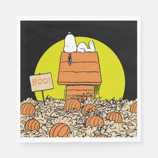 Serviette En Papier cacahuètes | Snoopy Napping dans le patch Citrouil (Devant)