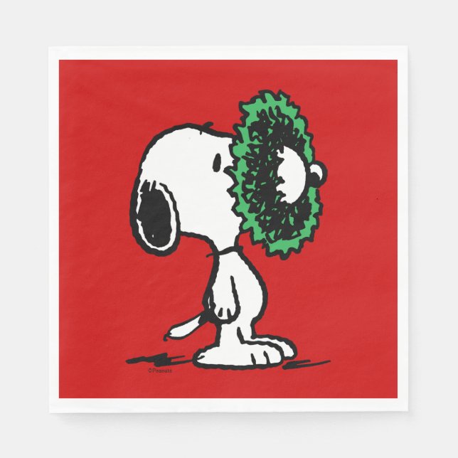 Serviette En Papier cacahuètes | Snoopy pour les fêtes (Devant)
