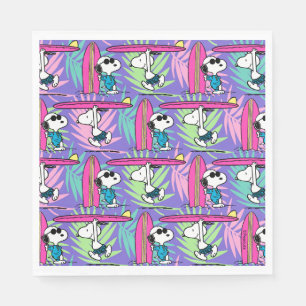 Serviette En Papier cacahuètes   Snoopy Purple Surf Motif