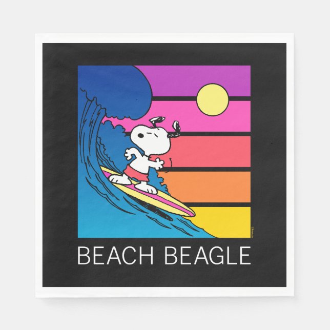 Serviette En Papier cacahuètes | Snoopy Surfing (Devant)