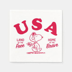 Serviette En Papier cacahuètes   Snoopy USA Land of the Free