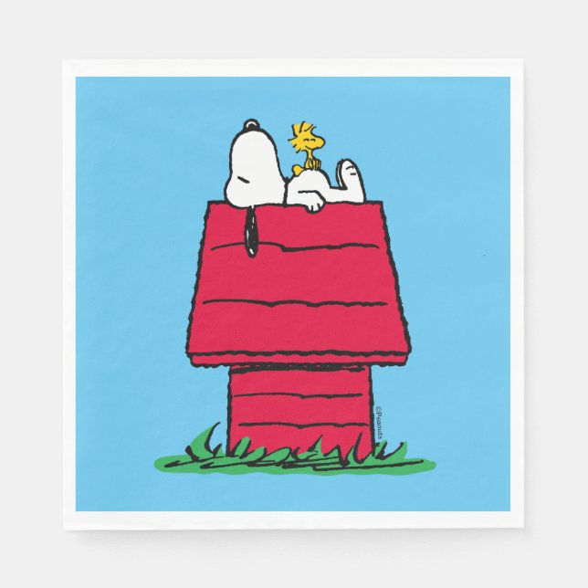 Serviette En Papier cacahuètes | Snoopy & Woodstock Doghouse (Devant)