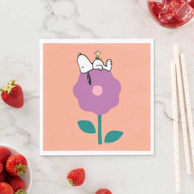 Serviette En Papier cacahuètes | Snoopy & Woodstock Flower Whististle (En situation)
