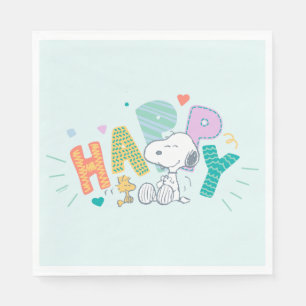 Serviette En Papier cacahuètes   Snoopy & Woodstock Happy
