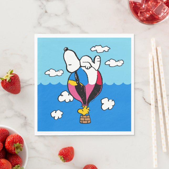 Serviette En Papier cacahuètes | Snoopy & Woodstock Hot Air Balloon (En situation)
