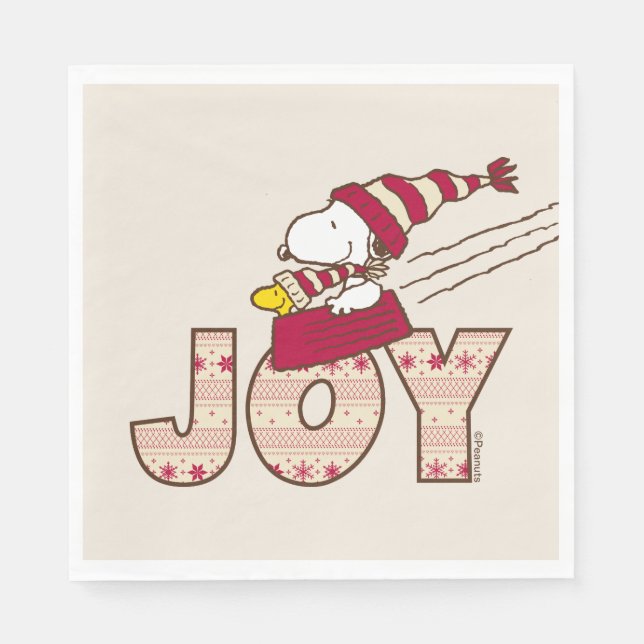 Serviette En Papier cacahuètes | Snoopy & Woodstock Joy Sled Ride (Devant)