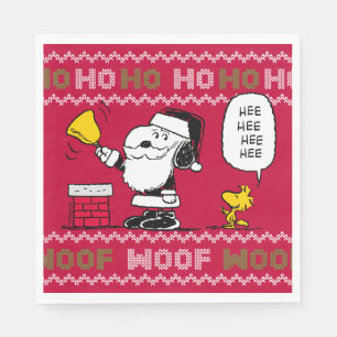 Serviette En Papier cacahuètes   Snoopy & Woodstock Père Noël Bell Rin