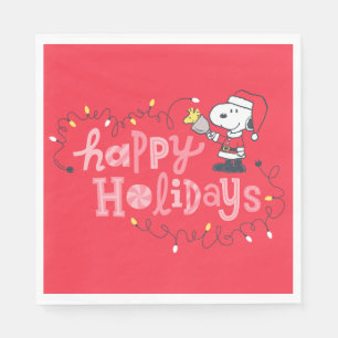 Serviette En Papier cacahuètes   Snoopy & Woodstock Santa Claus