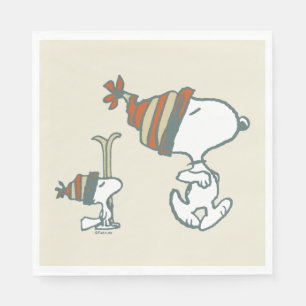 Serviette En Papier cacahuètes   Snoopy & Woodstock Ski Trip