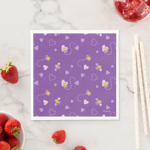 Serviette En Papier cacahuètes   Woodstock Motif de coeur pourpre