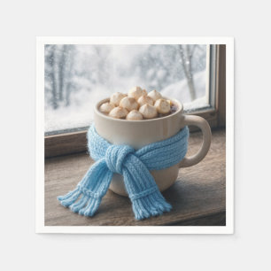 Serviette En Papier Cacao Chaud Avec Écharpe D'Hiver