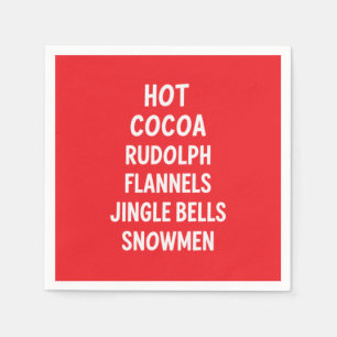 Serviette En Papier Cacao Chaud Rudolph Flanelle Clochettes Noël Père