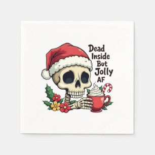 Serviette En Papier Cacao Chaud Xmas Skull AF Joyeux Mais Mort à l'Int
