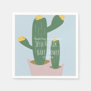 Serviette En Papier Cactus Cupcakes  Remerciement Baby Shower  Bleu 