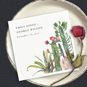 SERVIETTE EN PAPIER CACTUS DE FAUNE DE FLEURS ROSES DANS LE DÉSERT ACR