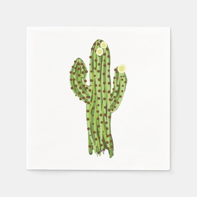 Serviette En Papier Cactus du Saguaro en fleurs (Devant)