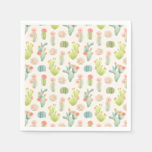 Serviette En Papier Cactus en pastel mou et motif succulent