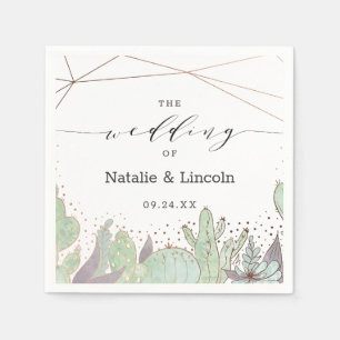 Serviette En Papier Cactus et succulents Monogramme Mariage géométriqu