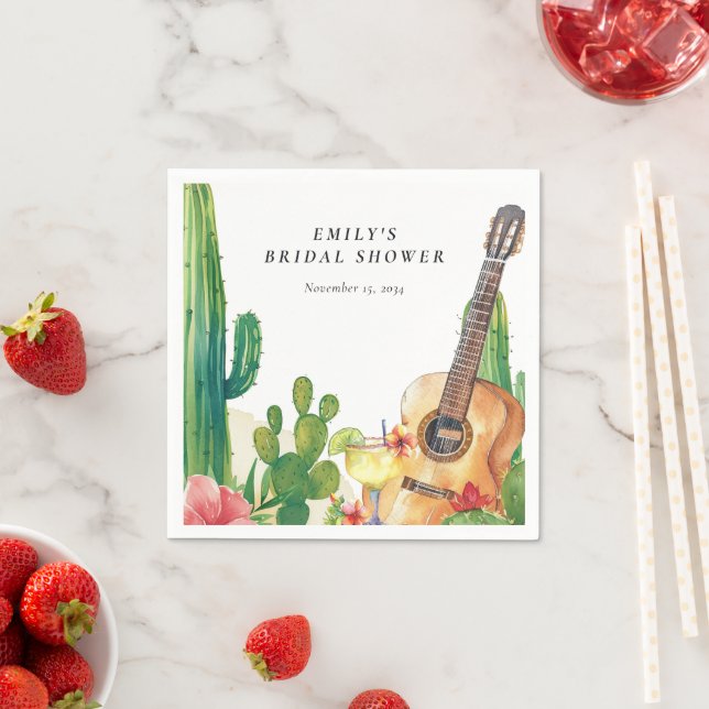 Serviette En Papier Cactus Fiesta Fleurs Mariage (En situation)