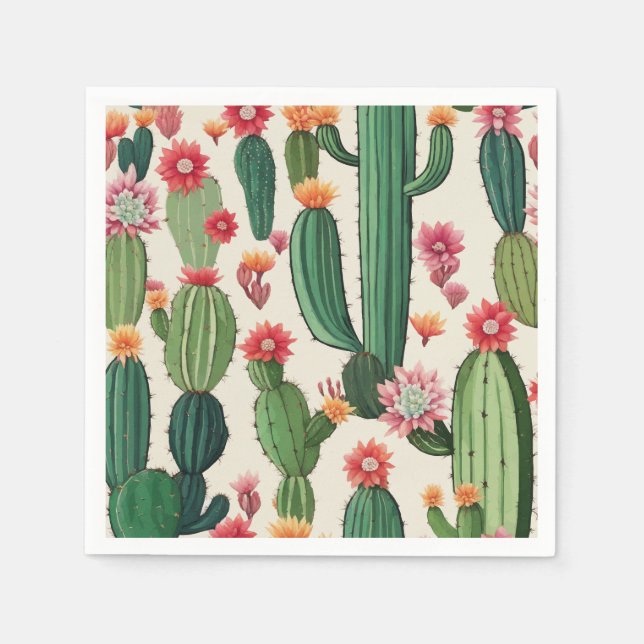 Serviette En Papier Cactus floral (Devant)