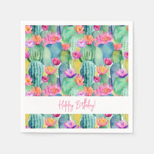 Serviette En Papier Cactus Flower Art Desert HEUREUX ANNIVERSAIRE Sud-