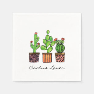 Serviette En Papier Cactus mignon d'aquarelle dans des pots