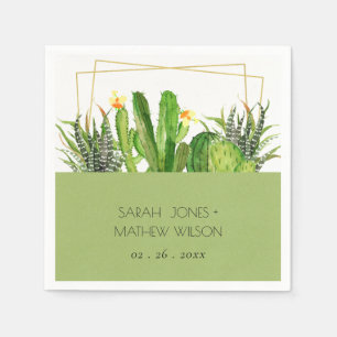 SERVIETTE EN PAPIER CACTUS MODERNE JARDIN FLEURI MARIAGE D'EAU COULEUR