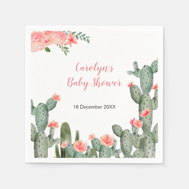 Serviette En Papier Cactus tropicaux Pomme nuptiale florale Napkin (Devant)