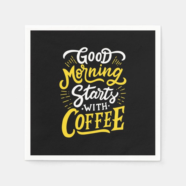 Serviette En Papier Cadeau Anniversaire Bon Matin Commencer Avec Café (Devant)