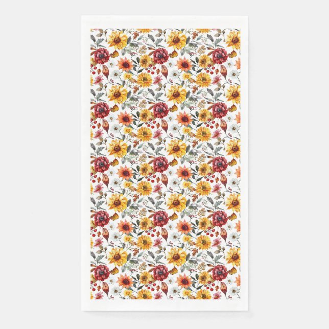Serviette En Papier Cadeau d'anniversaire | Floral Vibrant En Aquarell (Devant)