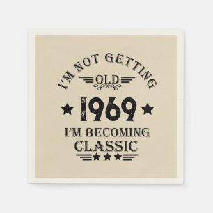 Serviette En Papier Cadeau d'anniversaire vintage personnalisé noir