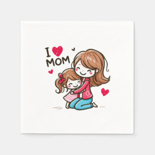 Serviette En Papier Cadeau de la fête des mères J'aime maman