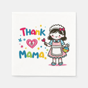 Serviette En Papier Cadeau de la fête des mères Merci Mama
