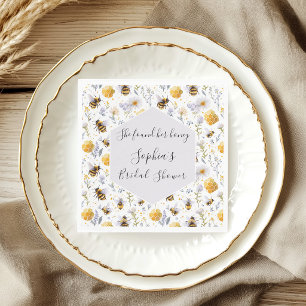 Serviette En Papier Cadeau de Mariage Elle a Trouvé Son Miel Abeilles