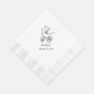 Serviette En Papier Cadeau de Naissance Carrosse Bébé Fait Sur Mesure
