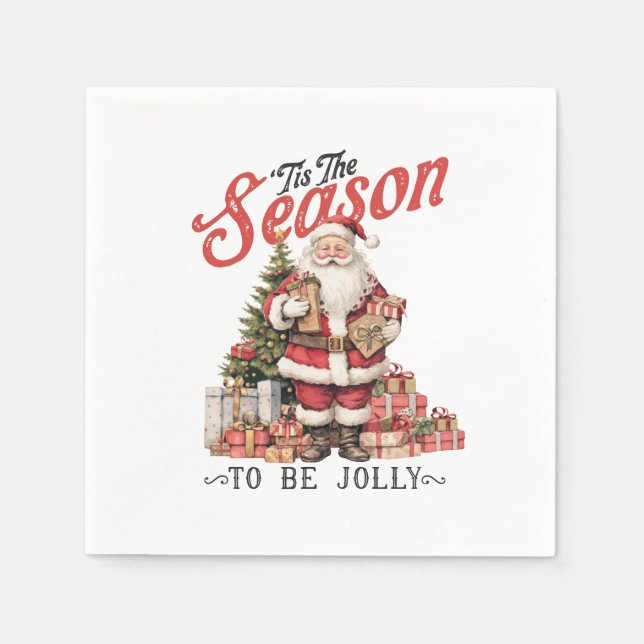 Serviette En Papier Cadeau De Noël C'Est La Saison (Devant)