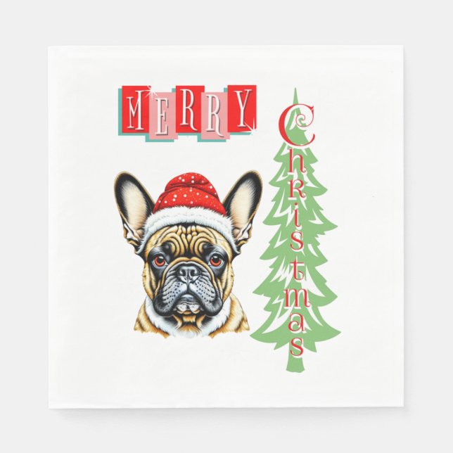 Serviette En Papier Cadeau de Noël pour Bulldog (Devant)