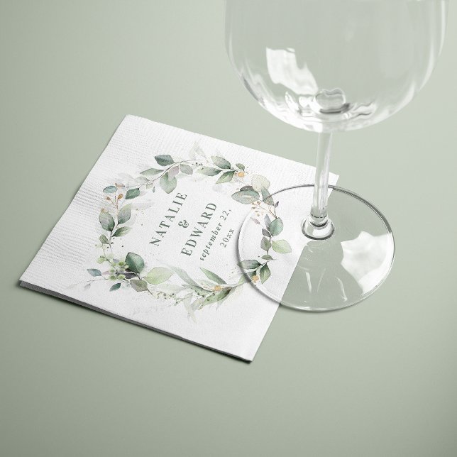 Serviette En Papier Cadeau d'eucalyptus à l'aquarelle élégant pour mar (Créateur téléchargé)
